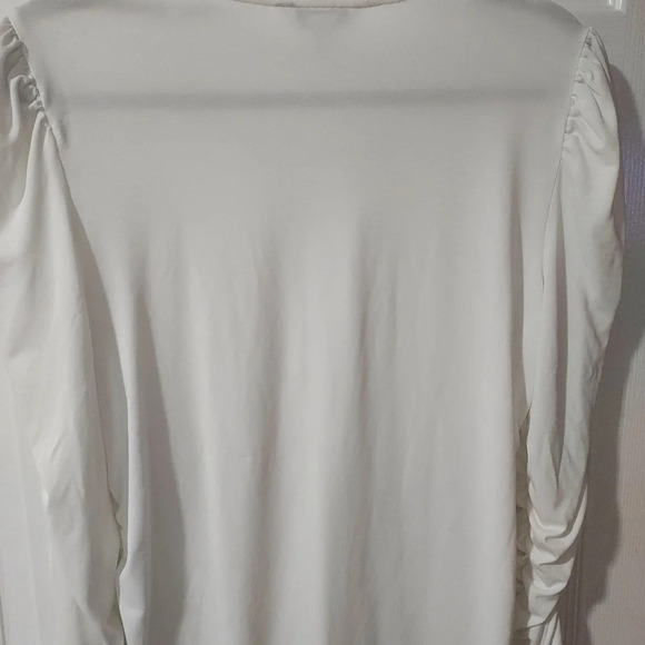 Nine West White Ruched V-Neck Long Sleeve Top in Size XL - Picture 12 of 12